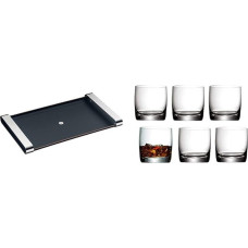 WMF klubo padėklas 54 x 32 cm su rankenėlėmis, dažytas tikru medžiu, nerūdijantis plienas 