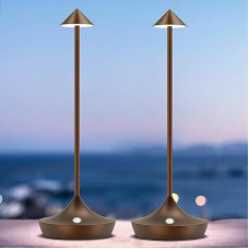 LED Battery Table Lamp Wireless Set of 2, Modern Dimmable Wireless Table Lamp 6000 mAh, Aluminium, Waterproof, Table Lamps Rechargeable for Outdoor Indoor Restaurant Bedside Table Patio