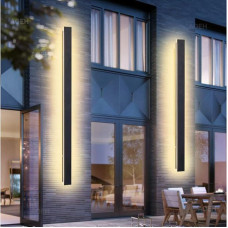 Long Wall Light Villa Black Waterproof IP65 Aluminium Acrylic Outdoor LED for Gardens, Patios, Bedroom, Living Room, Indoor Wall Light, 115 cm / 40 W, Warm Light