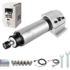 CNC suklio variklio rinkinys 220V 2.2KW Φ80mm CNC variklio oru aušinamas suklys + 2.2KW VFD + Φ80mm spaustuko laikiklis + ER20 apykaklė + grąžtai + laidai CNC maršrutizatoriaus mašinai