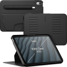 ZUGU CASE iPad 10.9 dėklas 11/10 kartos (A16 2025/2022), plonas apsauginis dėklas, 8 kampinis stovas, magnetinio rašiklio laikiklis, automatinis miegas / pabudimas [ Juoda ]