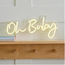 Ginger Ray White 'Oh Baby' Neon Wall Light Baby Shower or Nursery Decoration 17 cm x 34 cm