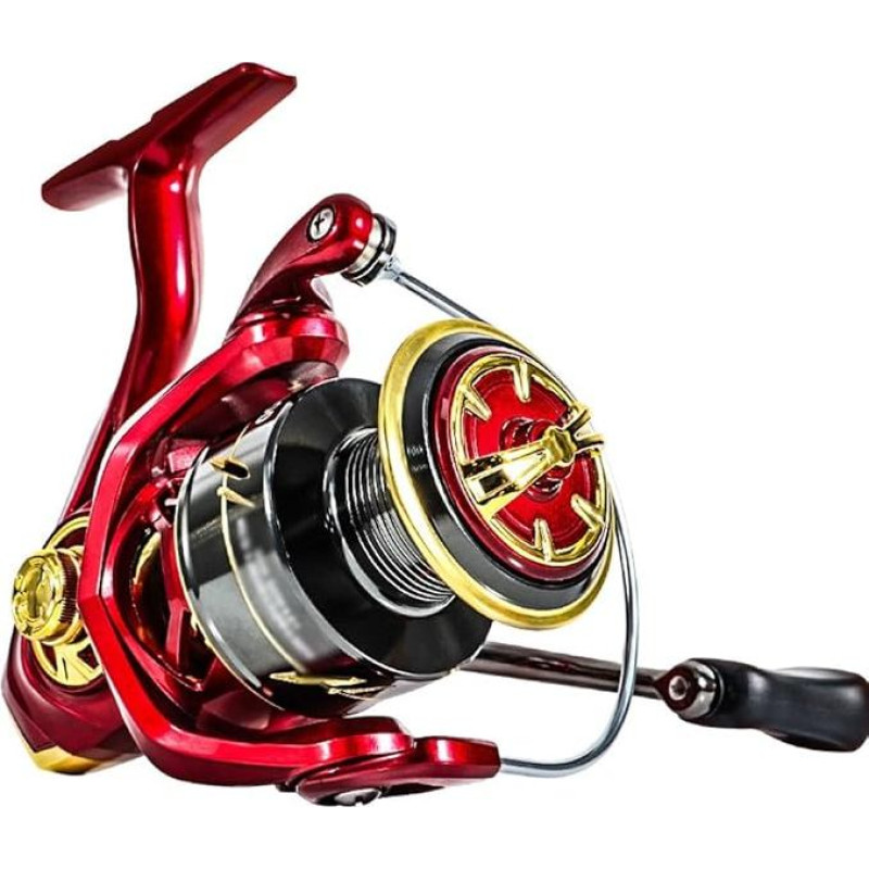 Angelrolle, Drahtbecher aus Metall, rote Mikroobjektfarbe, Lichtbecher, Angelschnur for große Entfernungen(1500)