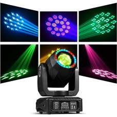 ZKYMZL 18 Prisms Moving Head Lights 120 W LED Stage Lights with LED Bead Loop Bar 10 Gobos 8 Colours 16 Channels LED Strobe Lights DMX512 Control for Disco KTV Club Party Wedding