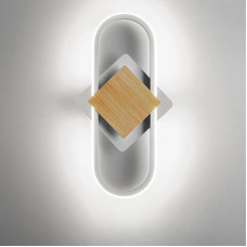 LED Indoor Wall Light, 14 W, 1600 lm, Round Wall Lamp, Cool White, 6000 K, Wood Grain for Bedroom, Living Room, Corridor, 110-240 V