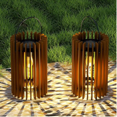 MALUX 2er-Set Solar-Laternen Outdoor Rattan Lampe Außenleuchten Hängende LED-Leuchten mit Schutzklasse IP44 für Terrasse, Gartendekoration, Veranda, Garten, Tischdekoration, Zuhause