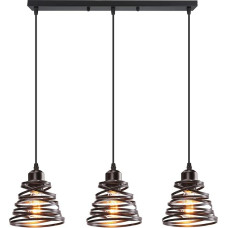 iDEGU 3-Bulb Pendant Light Modern Spiral Design Metal Lampshade E27 Vintage Lamp Industrial Pendant Lamp for Bedroom Living Room Kitchen Dining Room (3-Bulb Pendant Light, Black, Beam)