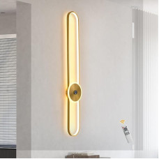 GEADI modernus sieninis auksinis 115 cm šviestuvas, 16 W šviesos diodų sieninis šviestuvas su nuotolinio valdymo pulteliu, skirtas miegamajam, svetainei, prieškambariui