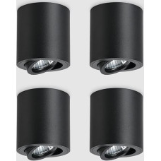 Paviršinis prožektorius, juodas, 4 vnt., pasukamas, lubinis prožektorius su GU10 lizdu, metalinis prožektorius svetainei, virtuvei, prieškambariui, miegamajam, biurui, viešbučiui