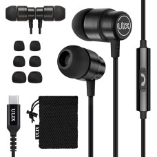 UliX Rider USB C Headphones, 5 Year Warranty for iPhone 16 15 Pro Max Plus Samsung Galaxy S23 Ultra S22 S21 FE S20 A53 A54, USB Type C Earphones with Microphone In-Ear with Cable for iPad Pro 2022