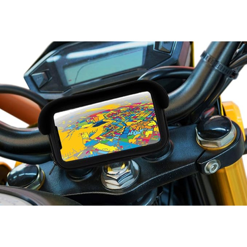 Mobile Phone Holder Motorcycle with USB Charger 2.1 A Protective Case Anti-Glare Valid for Smartphones up to 7 Inch Safety Coupling Unbreakable Handle on Unbreakable Handlebar Motorcycle Mount Mobile