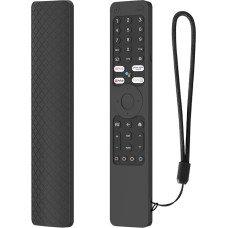 Silicone Case for Xiaomi Mi TV Q2 Remote Control Non-Slip Washable Silicone Protective Case Cover with Lanyard (Black)