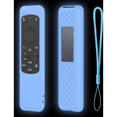 Silicone Case Cover for Samsung Smart Solar Cell Remote Control BN59-01432A BN59-01432J BN59-01432 2023 TM2360E Anti-slip Shockproof Silicone Case with Lanyard Glow in the Dark (Blue)