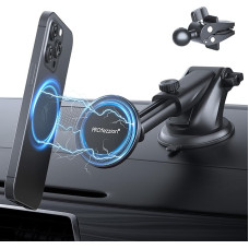 PROfezzion Magsafe Car Mount, Phone Holder Suction Cup Windscreen Dashboard & Ventilation Kit for iPhone 16 16 Plus 16 Pro 16 Pro Max 15 14 13 12 & Magsafe Case, MagSafe Ring Included