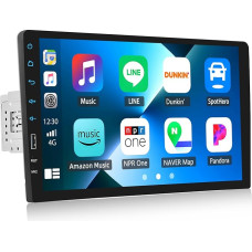 CAMECHO 1 DIN Radio with Carplay Wireless Android Car, Car Radio with 9 Inch Screen, Bluetooth Hands-Free System, FM Radio/Mirror Link/Supports USB