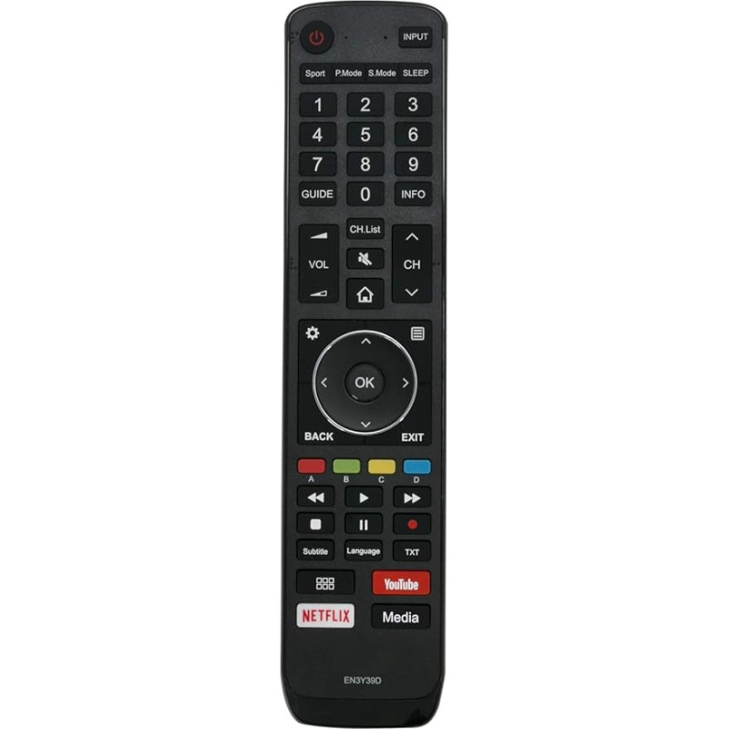 EN3Y39D Replacement Remote Control - VINABTY EN3Y39D Replacement Remote Control for Hisense TV H43A6500 H50A6500 H55A6500 H65A6500 EN3Y39H EN3Y39HB Remote Controller