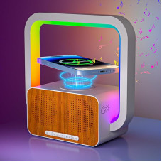 Bluetooth Speaker with Night Light and Wireless Charger, Touch Dimmable Bedside Lamp with 5 RGB Light Modes, Music Box & Inductive Charging Station, Gifts for Birthday Gift for Men and Women