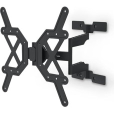 Hama TV Wall Mount Swivelling, Tilting, Slim (TV Wall Mount 32-65 Inches, VESA 100 x 100 to VESA 400 x 400, up to 30 kg, 3 Joints, Extendable Bracket, with Fischer Dowels and Drilling Template) Black