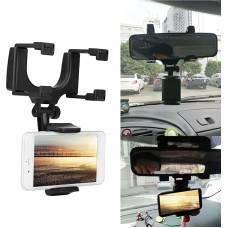 Ejoyous Mobile Phone Holder Car Rear View Mirror, Car Rear View Mirror, Phone Holder, 360 Degree Rotation, Rear View Mirror Holder, Retractable Car Phone Holder for All Smartphones Rear View Mirror