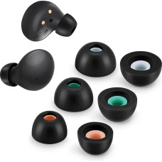 3 Pairs Memory Foam Tips for Samsung Galaxy Buds 2 / Plus, No Silicone Earbuds, Non-Slip Earbuds Fit in Charging Case, Reduce Noise, 3 Pairs (Mixed Sizes S/M/L, Black)