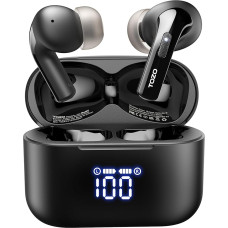 TOZO T20 Headphones Wireless Bluetooth 5.3 Bluetooth Headphones IPX8 Waterproof In-Ear Earphones with LED Display, App Control, 48.5 Hours Battery Life, Dual Mic Noise Cancelling Headphones - Black