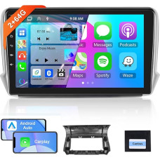 8 Core 2+64G Hodozzy Carplay Android Car Radio for Peugeot 208/2008 2012-2018, Android Car Radio with Sat Nav, 10 Inch Touchscreen with/WiFi/GPS/RDS/FM/Bluetooth/USB/DSP