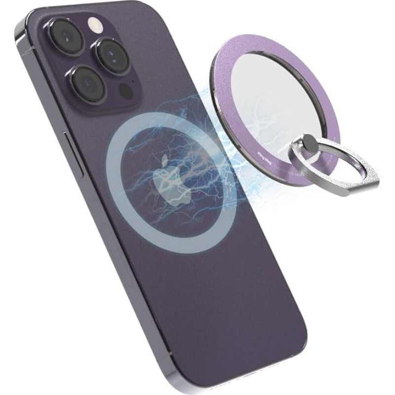 iRing Mobile Phone Ring Holder Finger - Mobile Phone Ring Magsafe Compatible - 360 Degree Rotation - 180 Degree Tilt Function - Purple