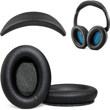 Ersatz-Ohrpolster und Ersatz Kopfbandkissen für Bose Quiet Comfort 2 (QC2) und Quiet Comfort 15(QC15) Kopfhörer (QC2 und QC15, Schwartz)