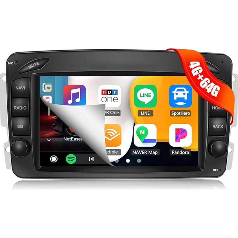 4+64G CAMECHO Android 13 Car Radio with Navigation System for Mercedes Benz C CLK G Class W203 W209 W463 Viano Vito W639.7 Inch Screen Car Radio with Mirror Link Bluetooth RDS WiFi