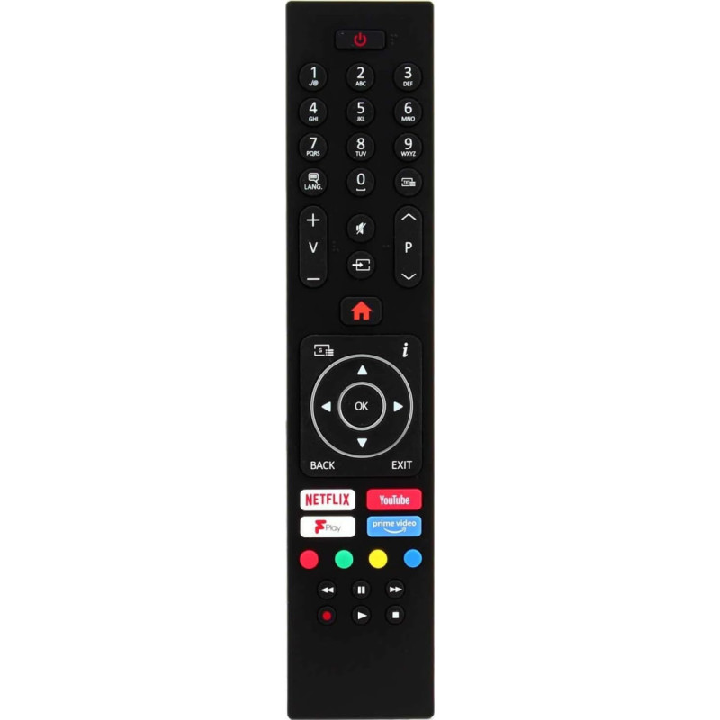 121AV RC43137P Replacement Remote Control Compatible with Bush Digihome Techwood Finlux 32-FHD-5620 Electriq 30101759 Smart LED TVs with Prime Video Netflix Youtube Freeview Play Buttons