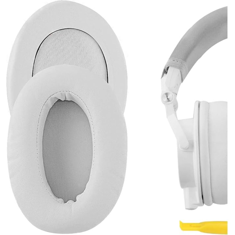 GEEKRIA Memory Foam Earpads Replacement for Audio-Technica ATH-M50X, ATH-M10, ATH-M20X, ATH-M30X, ATH-M40X, ATH-ANC9, Over-Ear Headphones Ear Covers/(White Thick Plus)