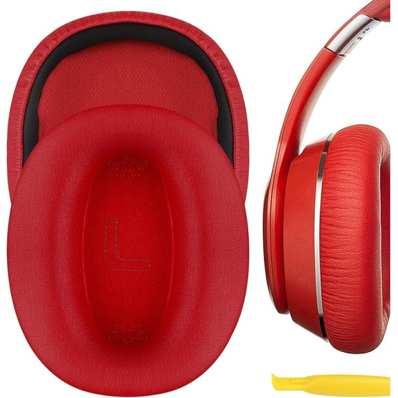 Geekria QuickFit Protein Leather Replacement Ear Pads for Edifier W820BT, W828NB Headphones Ear Pads, Headset Ear Pads, Ear Cups Repair Parts (Red)