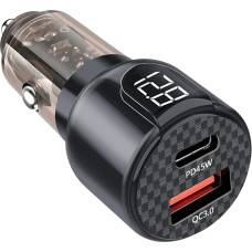 Car Charger 75W with LED Voltage Indicator, 2 USB Ports PD45W + USB30W Adapter for Car Charger, USB-C Adapter for Car 12V/24V for Mobile Phones and Tablets