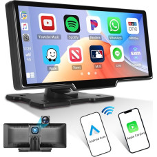 Portable Wireless CarPlay & Android Car Radio, 9.3 Inch HD Touch Screen Car Radio with Dash Cam, Built-in Video Devices in Dashboard, Portable Smart Player Support Siri/BT/FM/AUX