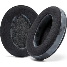 WC PadZ Velour - Ultimate Ear Pads by Wicked Cushions - Compatible with Audio Technica, HyperX, SteelSeries Arctis & More - Extra Thick - Large Opening - Soft Memory Foam | Black Camo