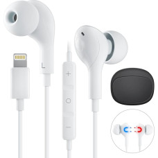 suohong iPhone Headphones with Cable for MFi Certified, In-Ear Headphones with Lightning Connector with Microphone and Volume Control for iPhone 14/13/12/SE/11/X/XS/XR/8/7, Supports All iOS, White