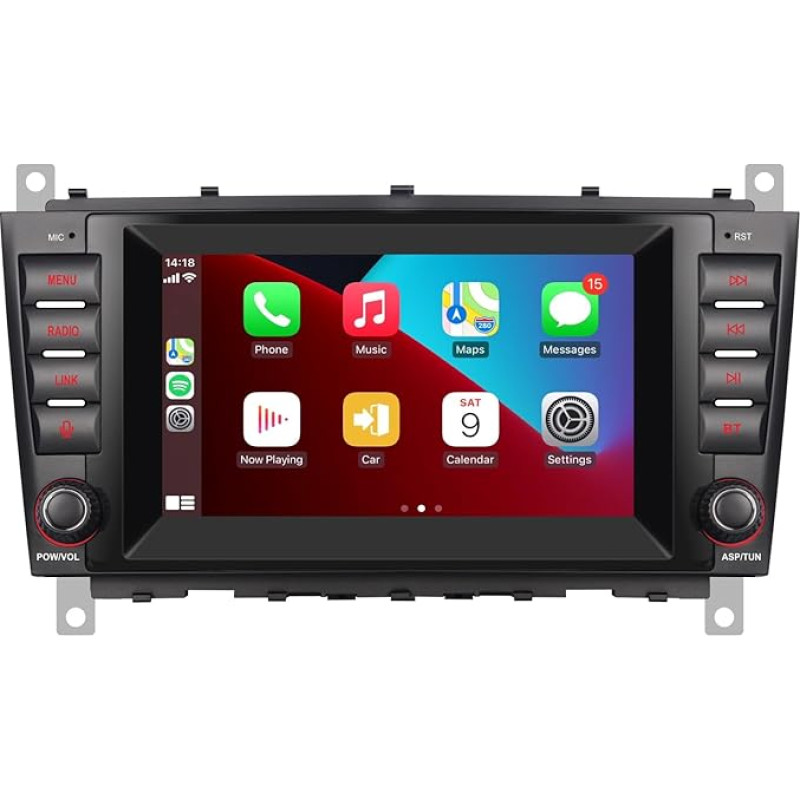 Car Radio Compatible with Wireless Carplay/Android Car for Mercedes Benz CLK-Class W209 C-Class W203 G-Class W463 with IPS Touch Screen/Mirror Link/Bluetooth/FM/AM/USB