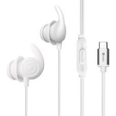 Hmusic Sleep Earplugs, Wired Ultra Lightweight Soft Silicone Earbuds USB Type C Headphones with Microphone for Side Sleepers, Yoga, Travel, Meditation (White)