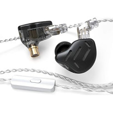 LINSOUL KZ Zax 1DD+7BA Hybrid Driver HiFi In-Ear Earphones with Zinc Alloy Shell, Detachable 2 Pin 0.75 mm OFC Cable (with Mic, Black)