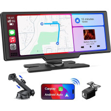 Wireless CarPlay with Rear View Camera, 9.26 Inch Touchscreen Wireless Carplay Display, Android Car, GPS Navigation, Car Radio Receiver with Bluetooth, AUX/FM, Mirror Link