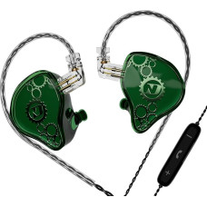 ND Venus In-Ear Monitor Headphones 10mm Double Magnetic Dynamic Driver IEM Headphones HiFi Gaming Earbuds 2 Pin Detachable Cable (with Mic Green 3.5mm Plug)