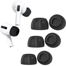 Memory Foam for Airpods Pro with Noise Reduction Hole, Durable, 3 Pairs Soft Earbuds for AirPods Pro, Suitable for Charging (S/M/L, Black)