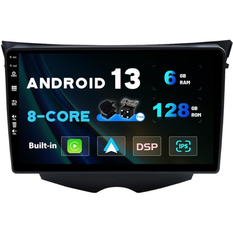 SXAUTO Android 13 - [6G + 128G, Octa-Core] - IPS Car Radio for Hyundai Veloster FS (2011-2017) - Carplay Android Car - LED Camera + Mic - 360-CAM DAB Steering Wheel Control WiFi Bluetooth DSP - 2 DIN