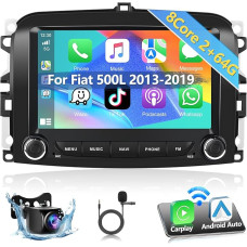 Podofo Car Radio for Fiat 500L 2013-2019 Radio with Wireless Apple Carplay Android Car, Android 13 2G + 64G 7 Inch Car Radio with Screen Bluetooth/HiFi/WLAN/GPS/RDS Radio + HD Rear View Camera