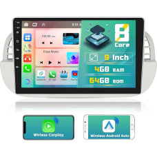 Hikity 8 Core 4G + 64G for Fiat 500 2007 2008 2009 2010 2011 2012 2013 2014 2015 Android Car Radio with Wireless CaePlay Android Car, 9 Inch Touchscreen Car Radio with Navigation WiFi DSP MIC