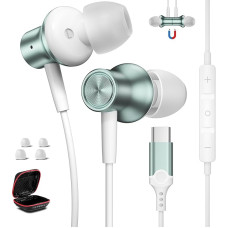 USB C Earphones for Google Pixel 7 7a 8 Pro 8a 6a Magnetic USB C Headphones Wired Type C Earphones with Mic for iPhone 15 Pro Max, Samsung S24 Ultra, A55, A54, A34, S22, Ultra