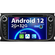 SXAUTO Android 12 Car Radio for Ford Focus/Mondeo/S-Max/C-Max/Galaxy - Built-in CarPlay/Android Car - Reversing Camera Free - 2G + 32G - Steering Wheel Control DAB Fast-Boot WiFi DSP - 2 DIN IPS 7