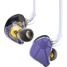 EZ EAR In-Ear Monitor CCZ BC04 HiFi Earphones DD & BA Dynamic Drivers Rich Details Cable Earphones IEM Deep Bass with 2 Pin Removable Cable for Phone PC Music Games (Purple, No Microphone)