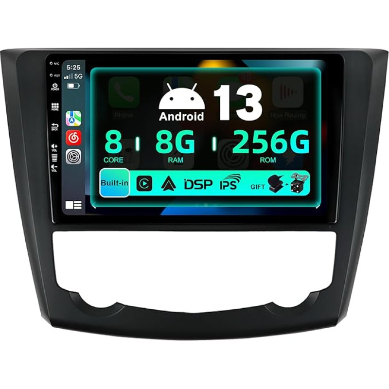 SXAUTO ¦ 8G + 256G ¦ Android 12 IPS Car Radio for Renault Kadjar (2015-2019) - Built-in Carplay/Android Car/DSP - LED Camera + MIC - DAB Steering Wheel Control Fast Boot 360-CAM WiFi AHD - 2 DIN 9