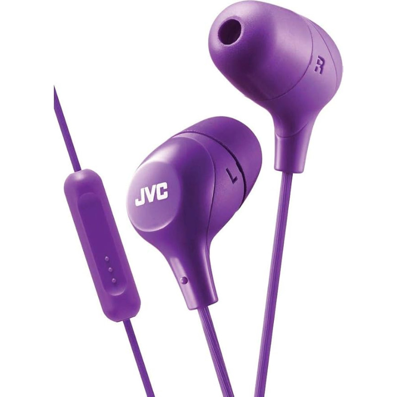 JVC HAFX38V Marshmallow-Ohrhörer, Memory-Schaum, mit Mikrofon, Violett